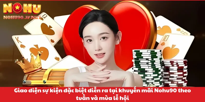 Giao diện sự kiện đặc biệt diễn ra tại khuyến mãi Nohu90 theo tuần và mùa lễ hội