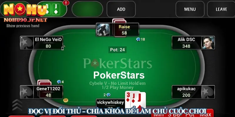 Người chơi thực hiện thao tác cược tại bàn poker online của Nohu90